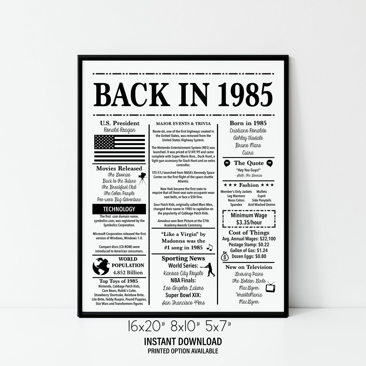 40th Birthday 1985 | Back in 1985 | Fun Facts Trivia